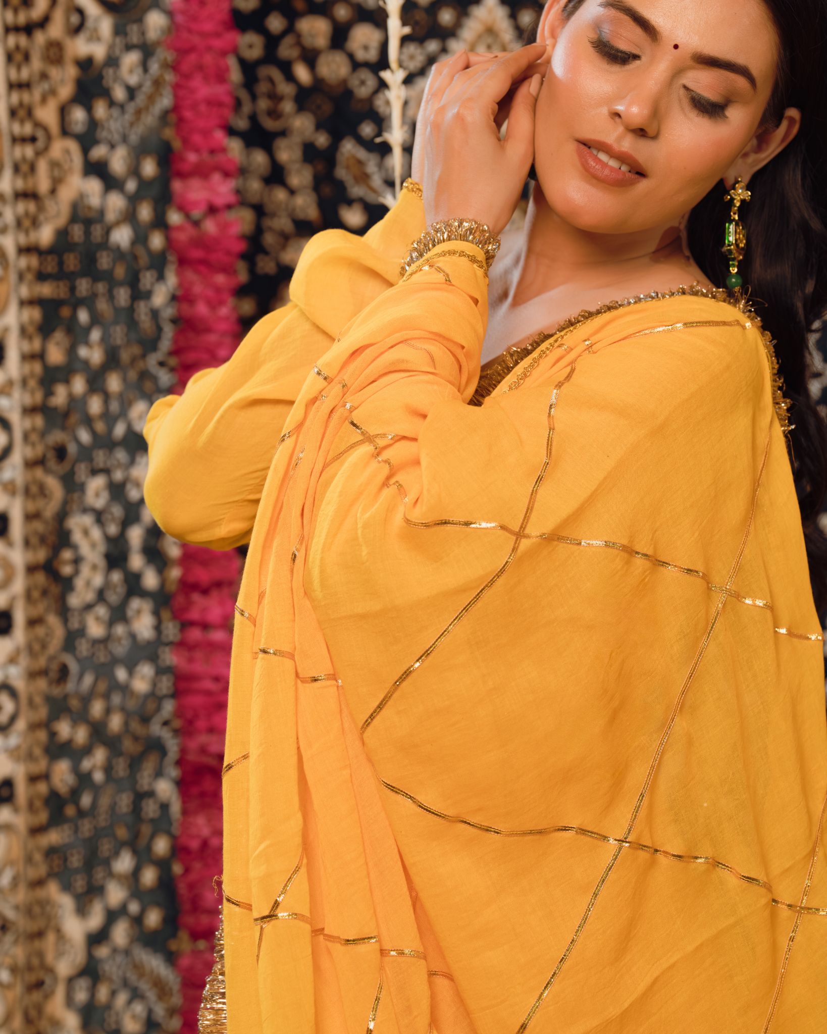 Haldi Yellow Mulmul Anarkali Suit 2pcs Set