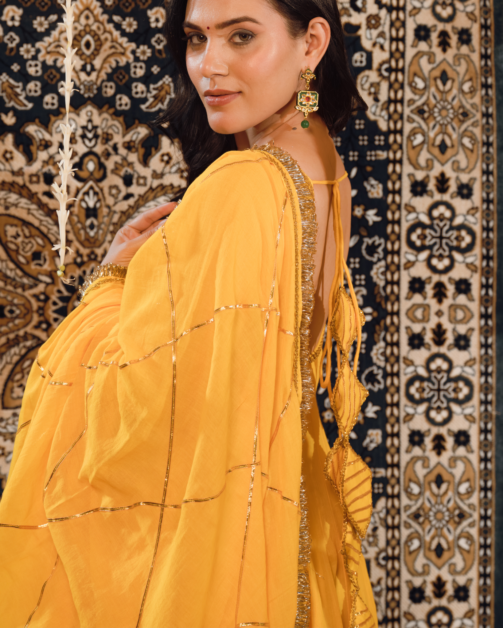 Haldi Yellow Mulmul Anarkali Suit 2pcs Set