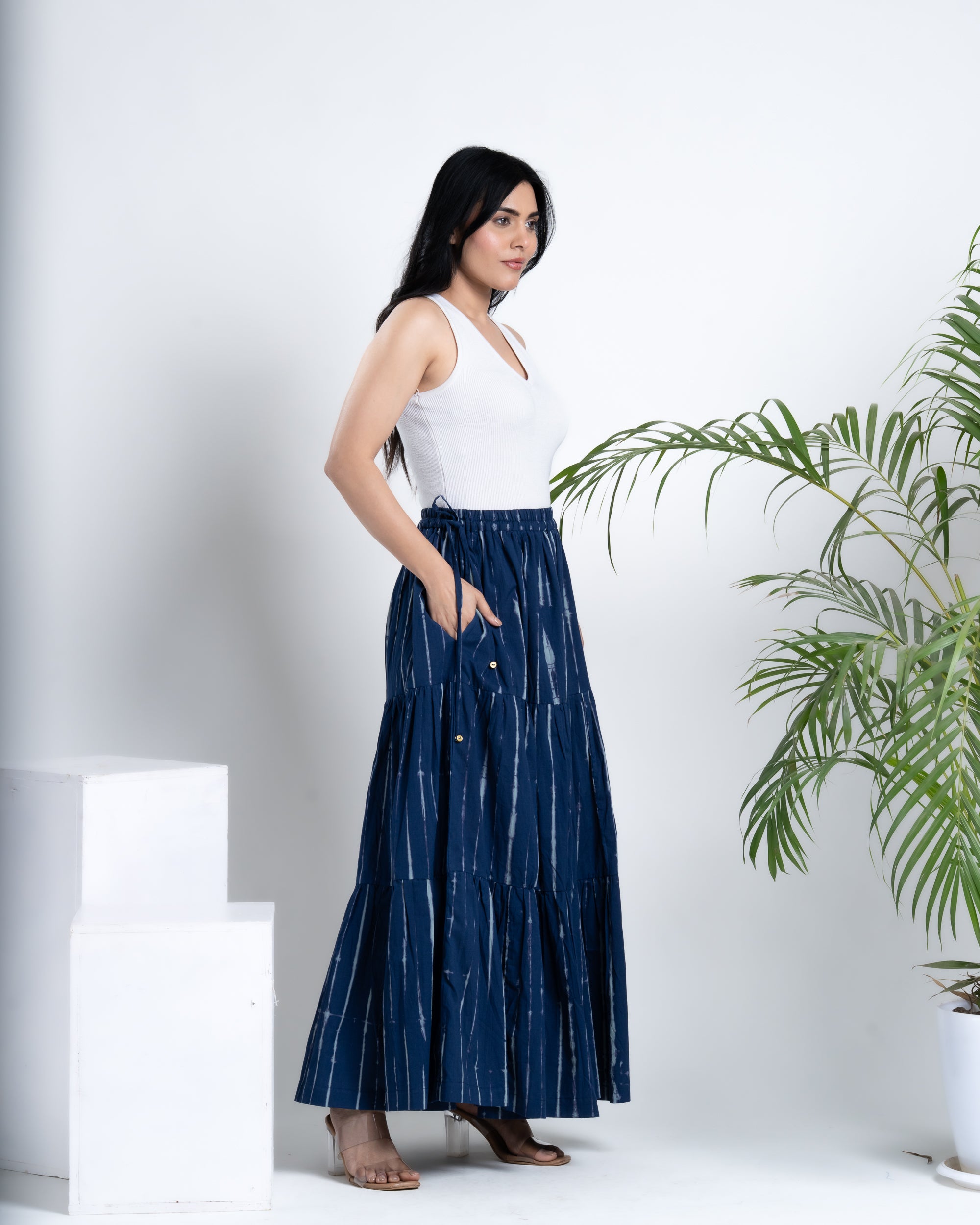 Blue Shibori Maxi Skirt – Shop Now