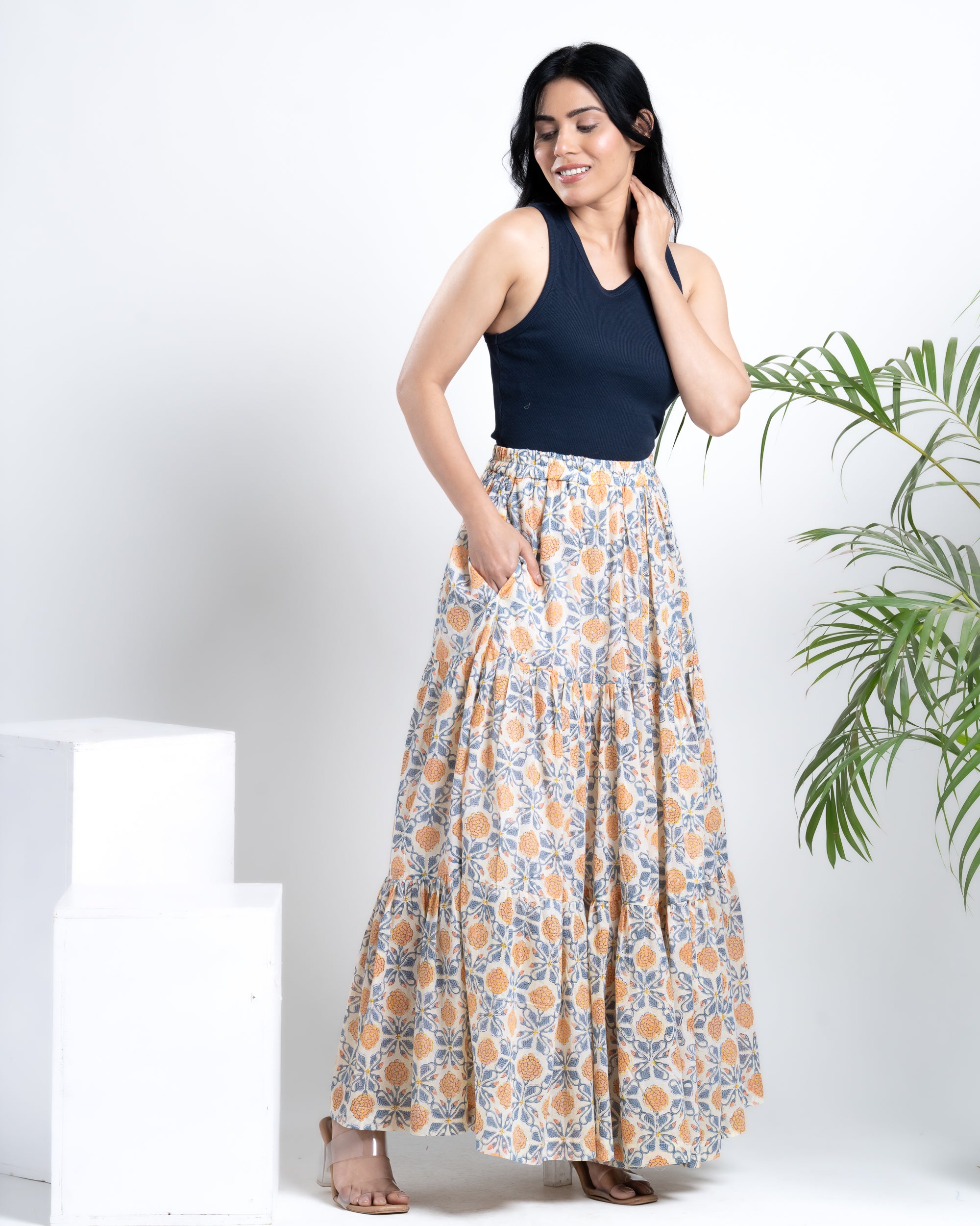 Hand Block Lemon Maxi Skirt – Shop Now