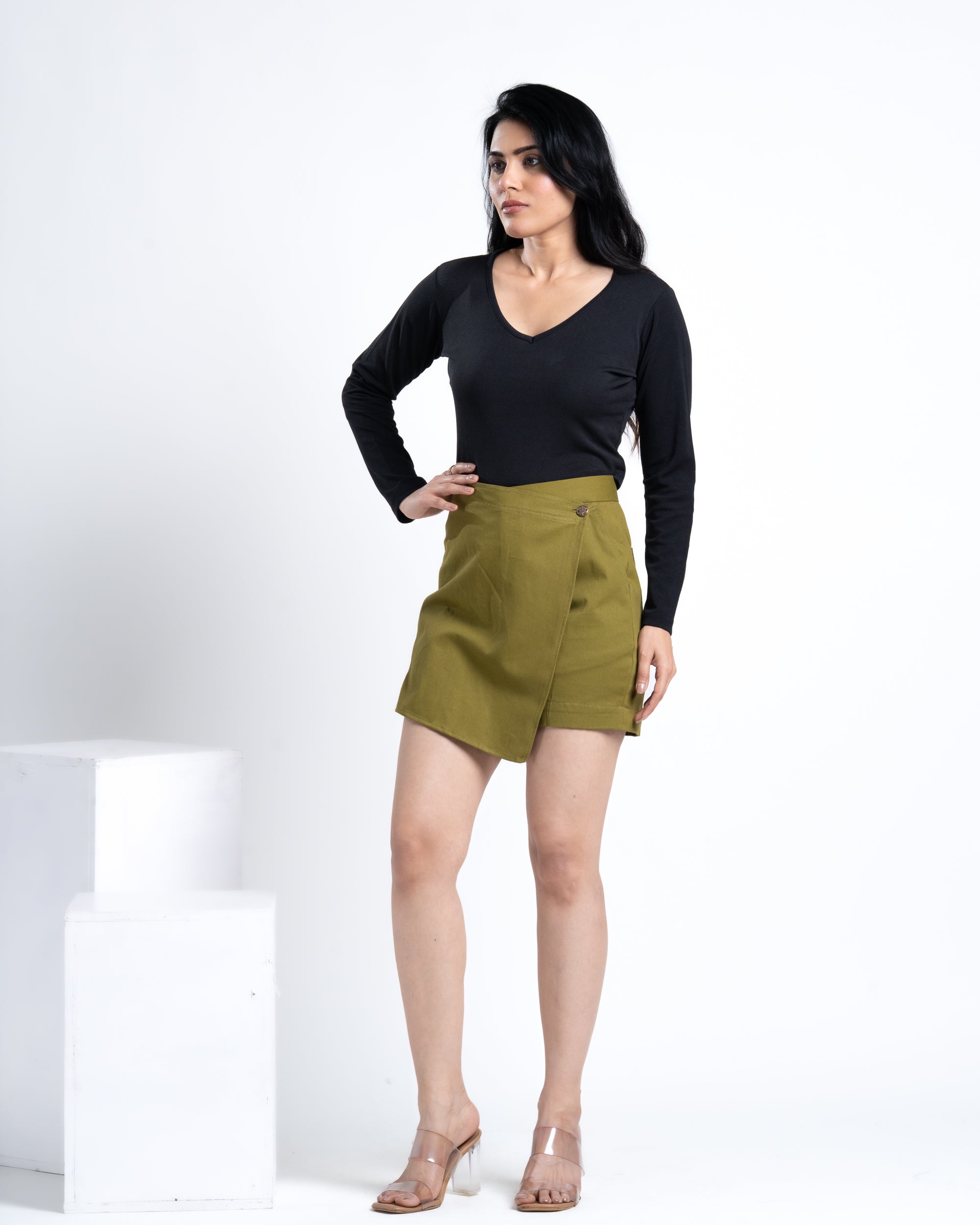 Buy Online Moss Green Skort for Women
