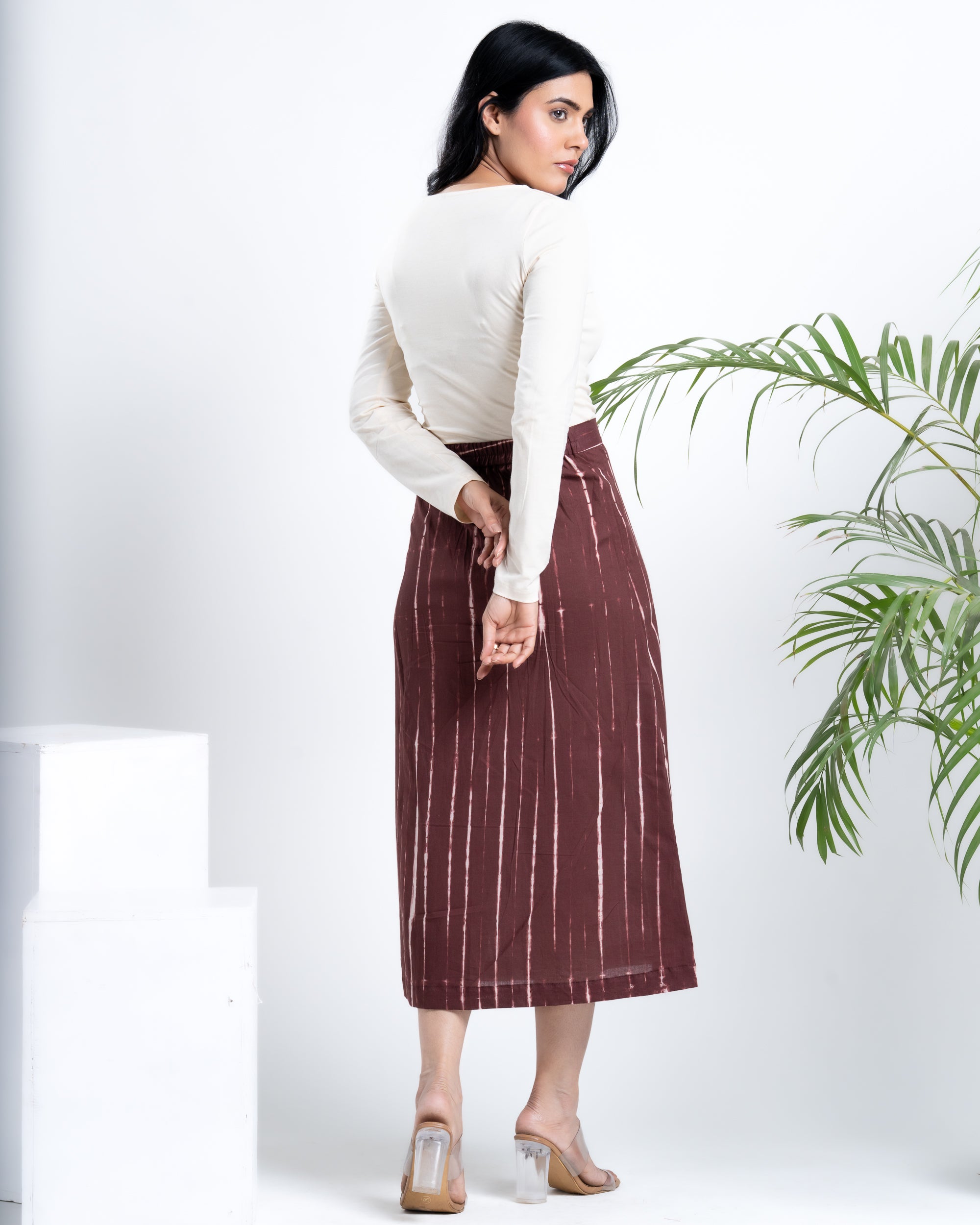 Shop Now Elegant Brick Brown Midi Skirt