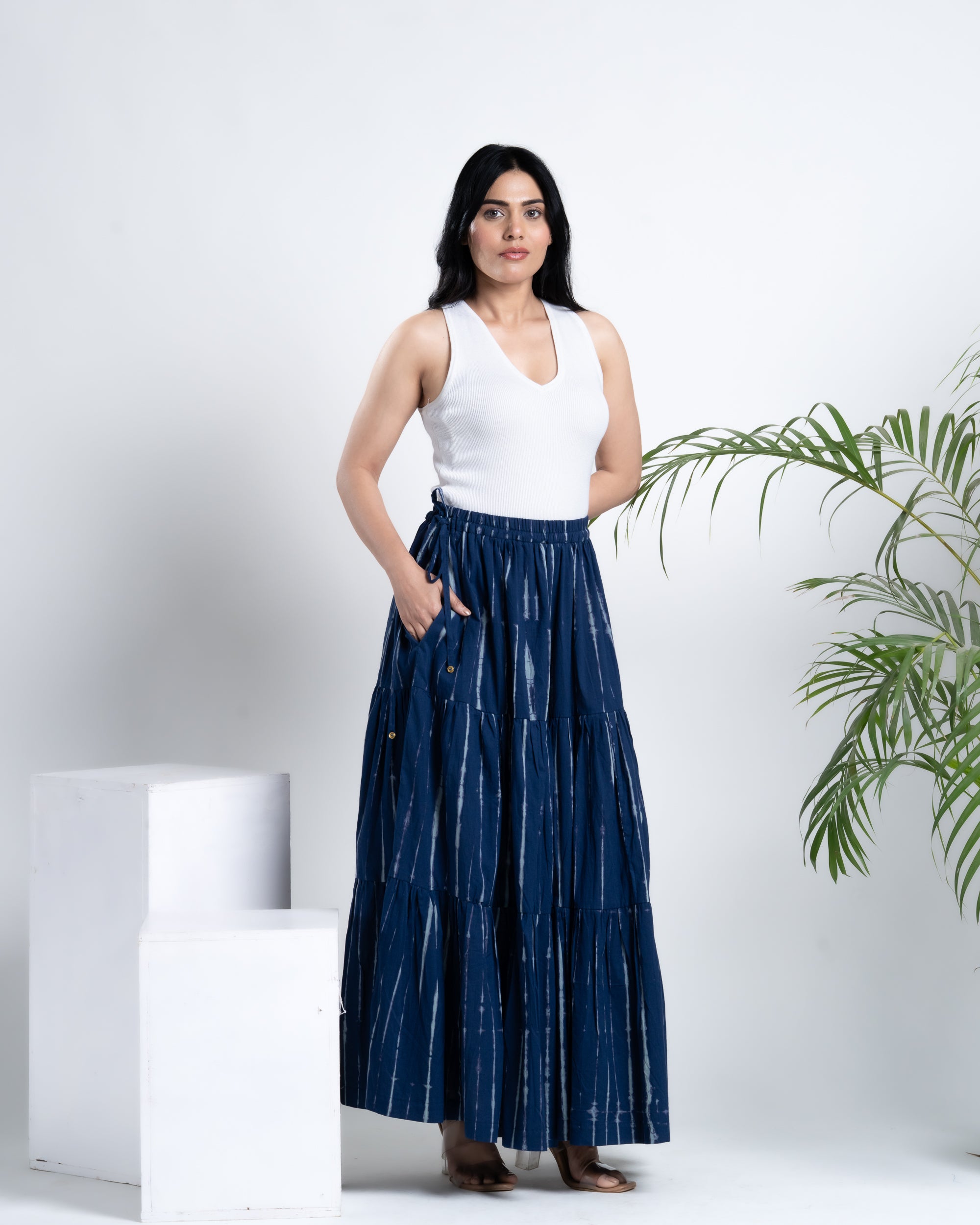 Flared Indigo Skirt for Women – Buy Online