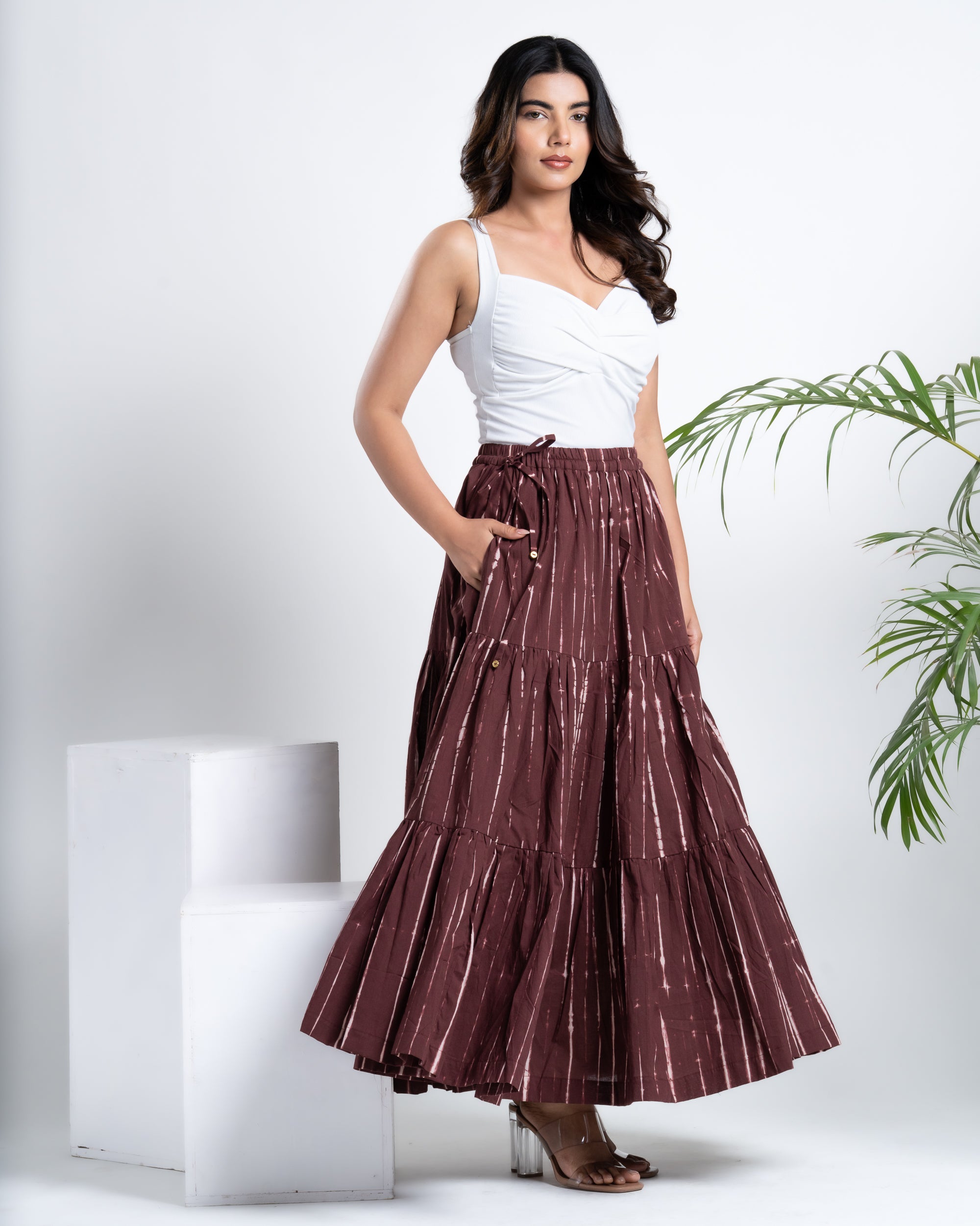 Buy Online Handmade Shibori Maxi Skirt