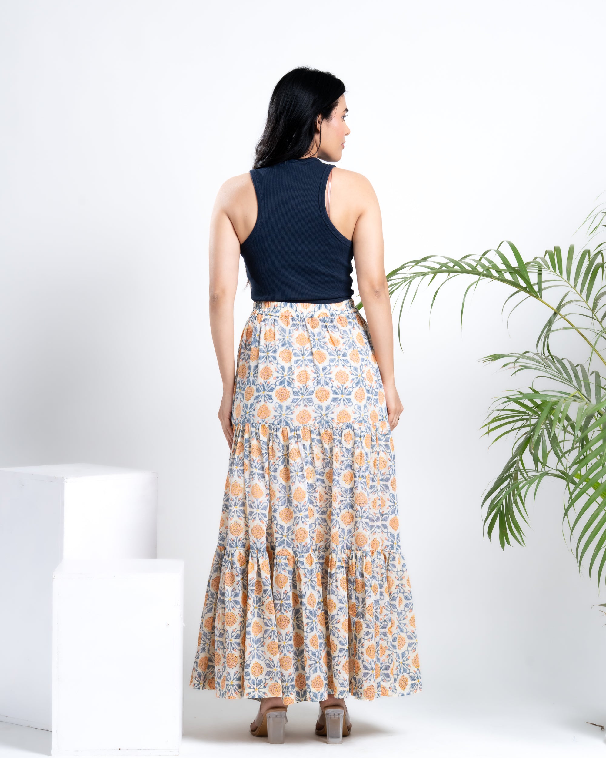 Lemon Yellow Flared Maxi Skirt – Buy Online