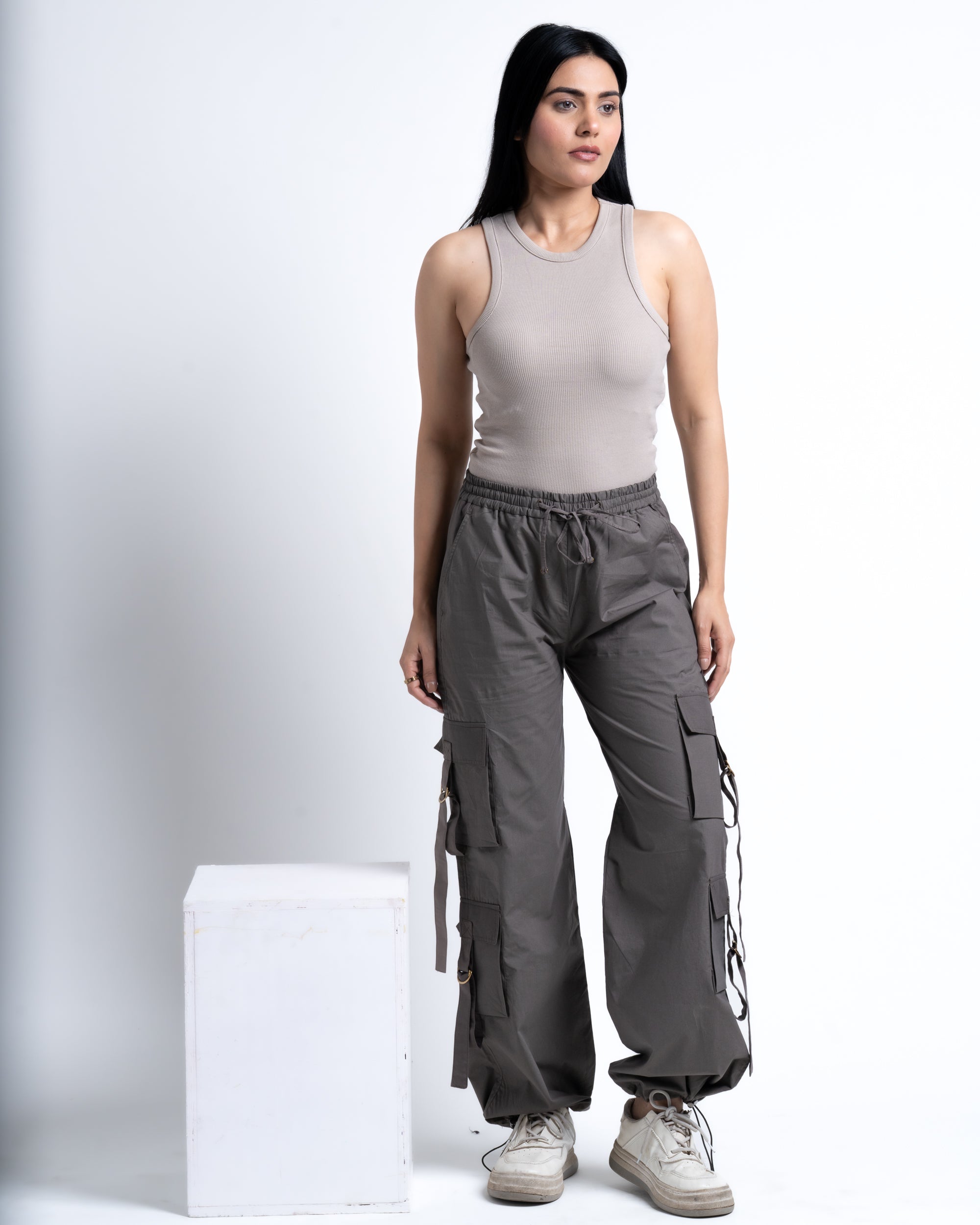 Baggy Drift Cargo Pants Ash Gray
