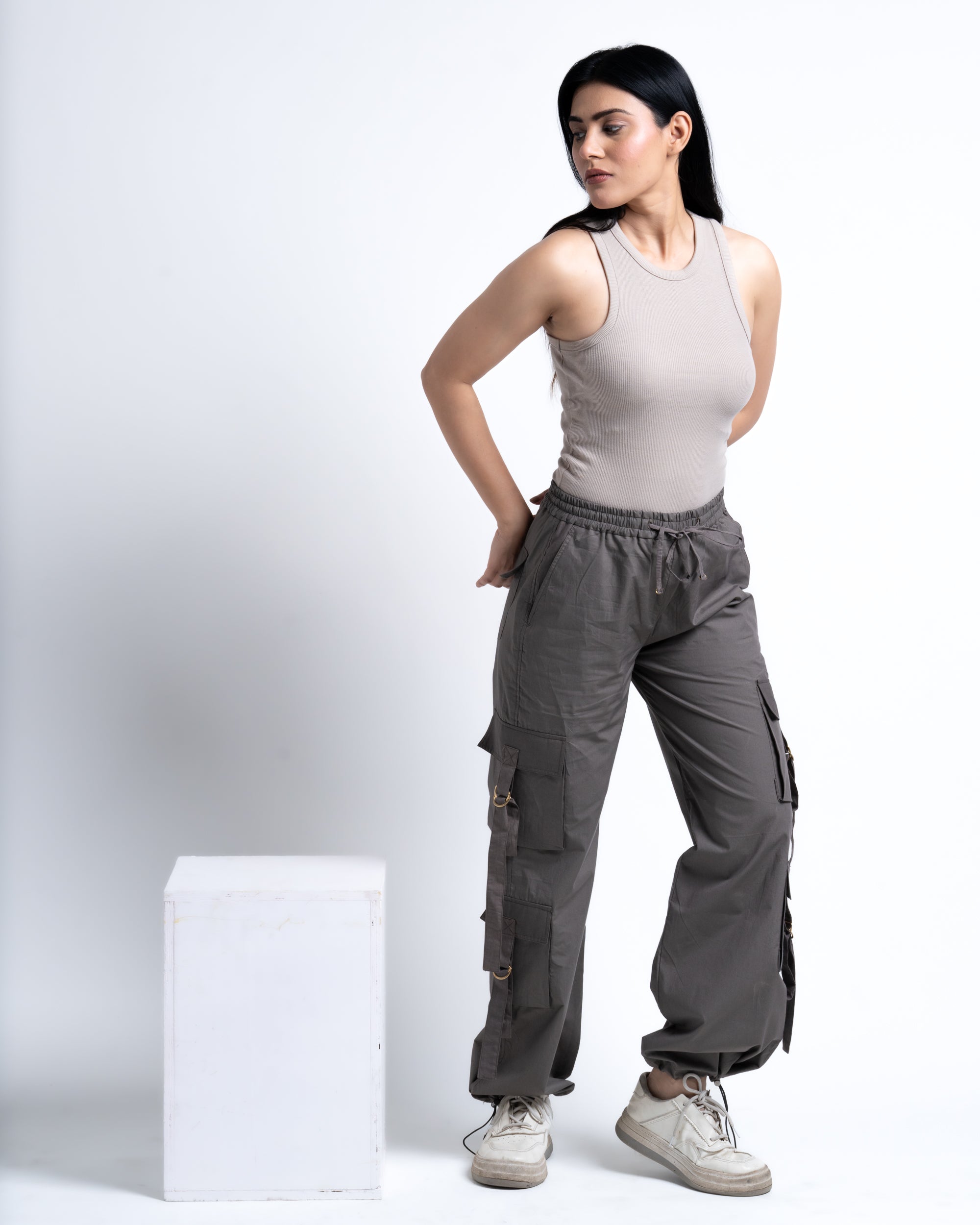 Baggy Drift Cargo Pants Ash Gray