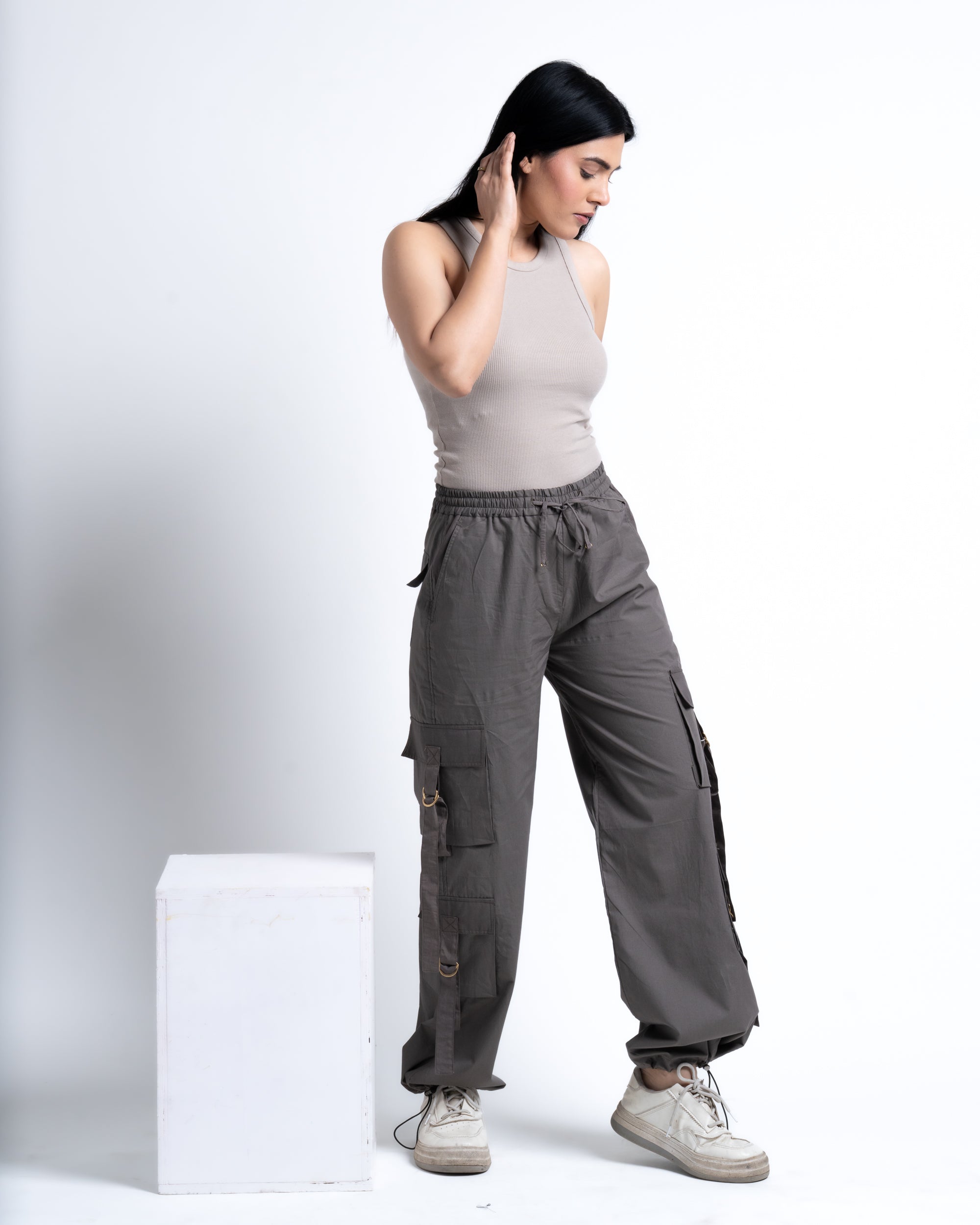 Baggy Drift Cargo Pants Ash Gray