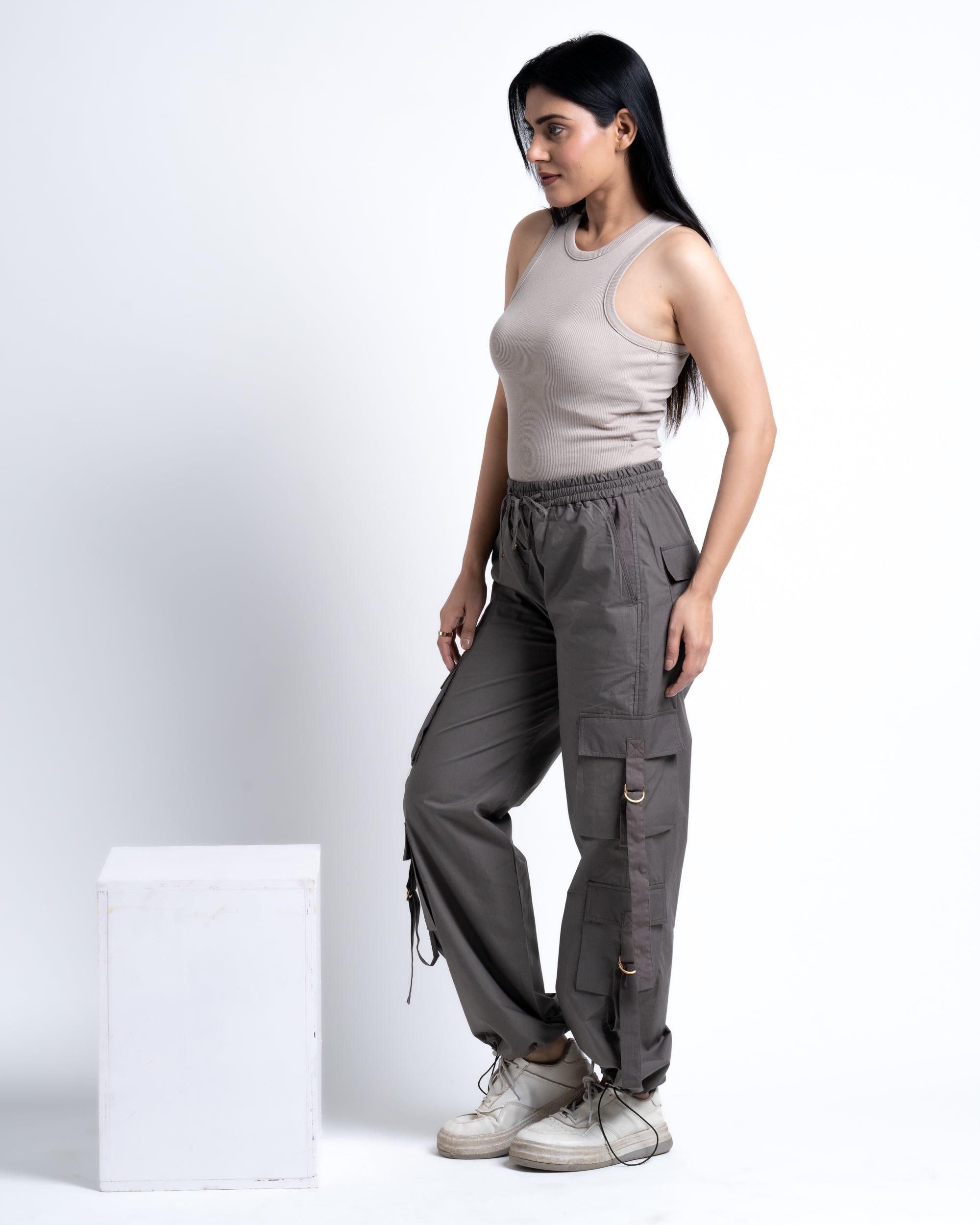 Baggy Drift Cargo Pants Ash Gray