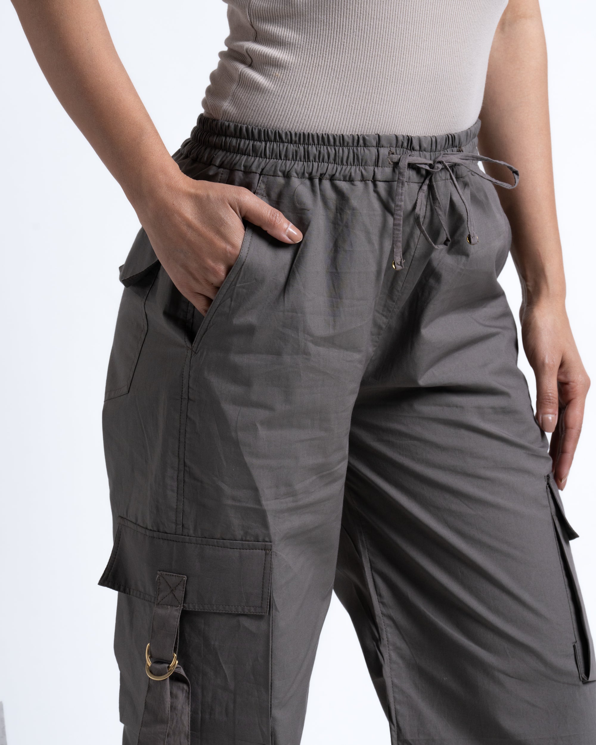 Baggy Drift Cargo Pants Ash Gray