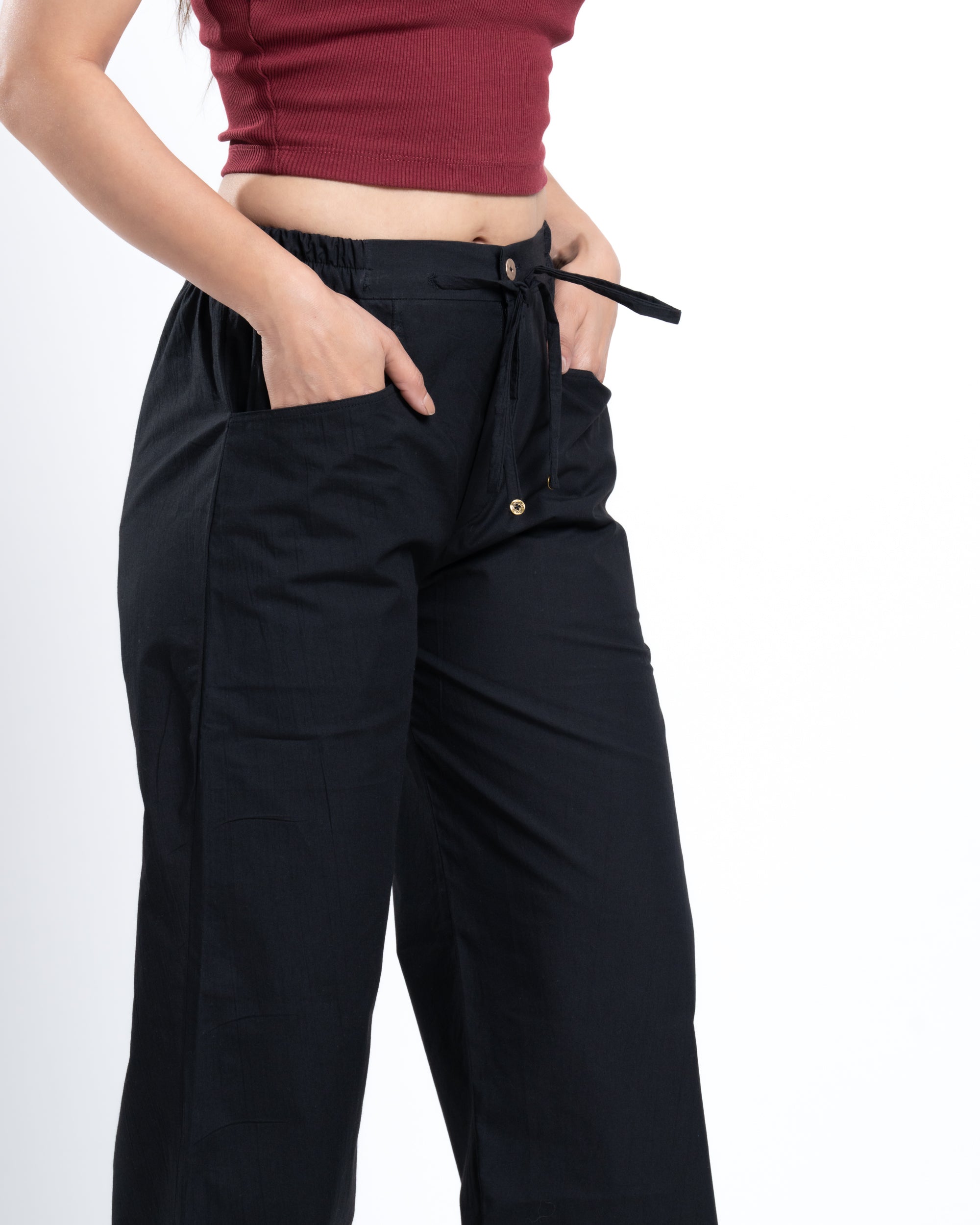 High Rise Relaxed Fit Black