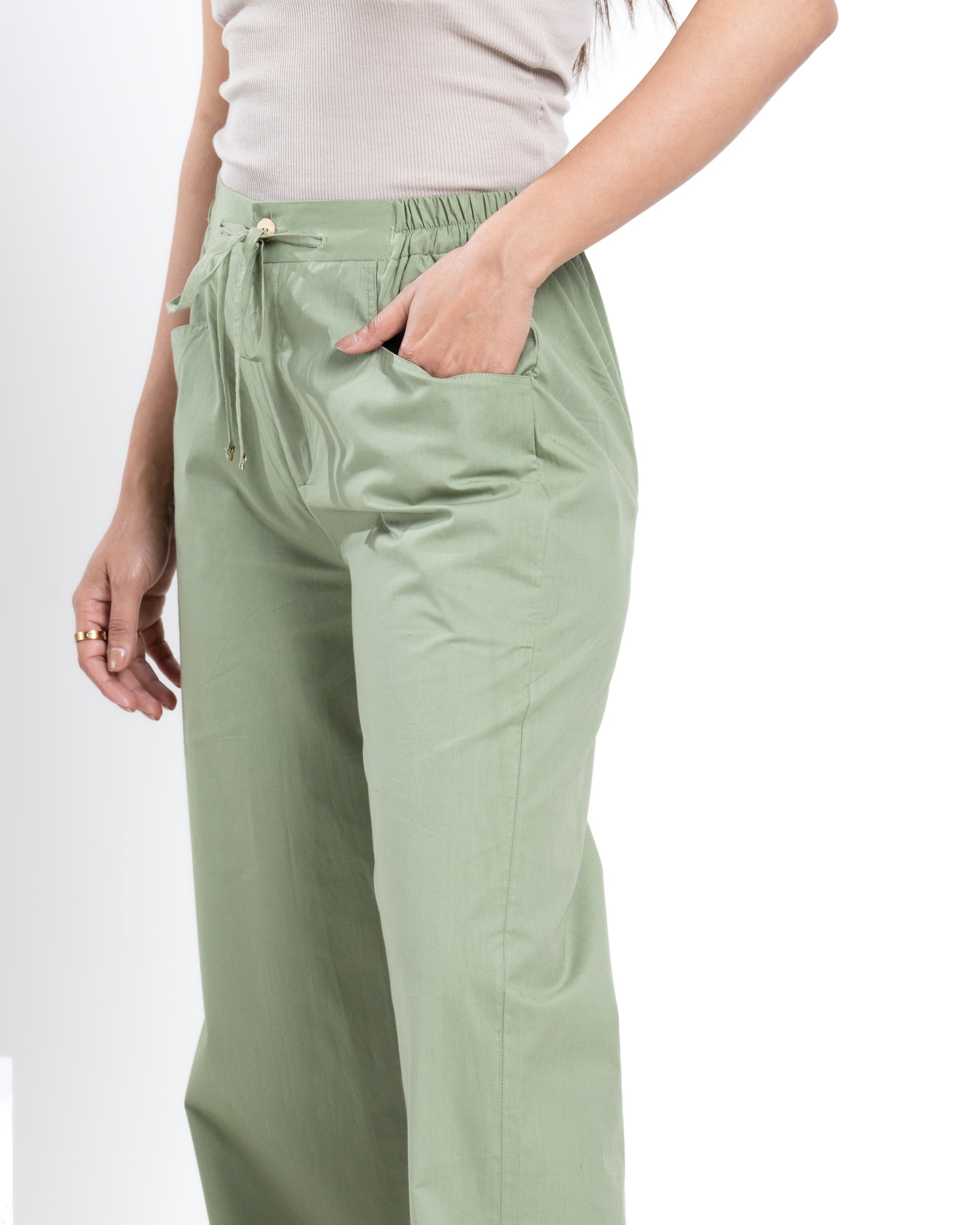 High Rise Relaxed Fit Pistachio Green
