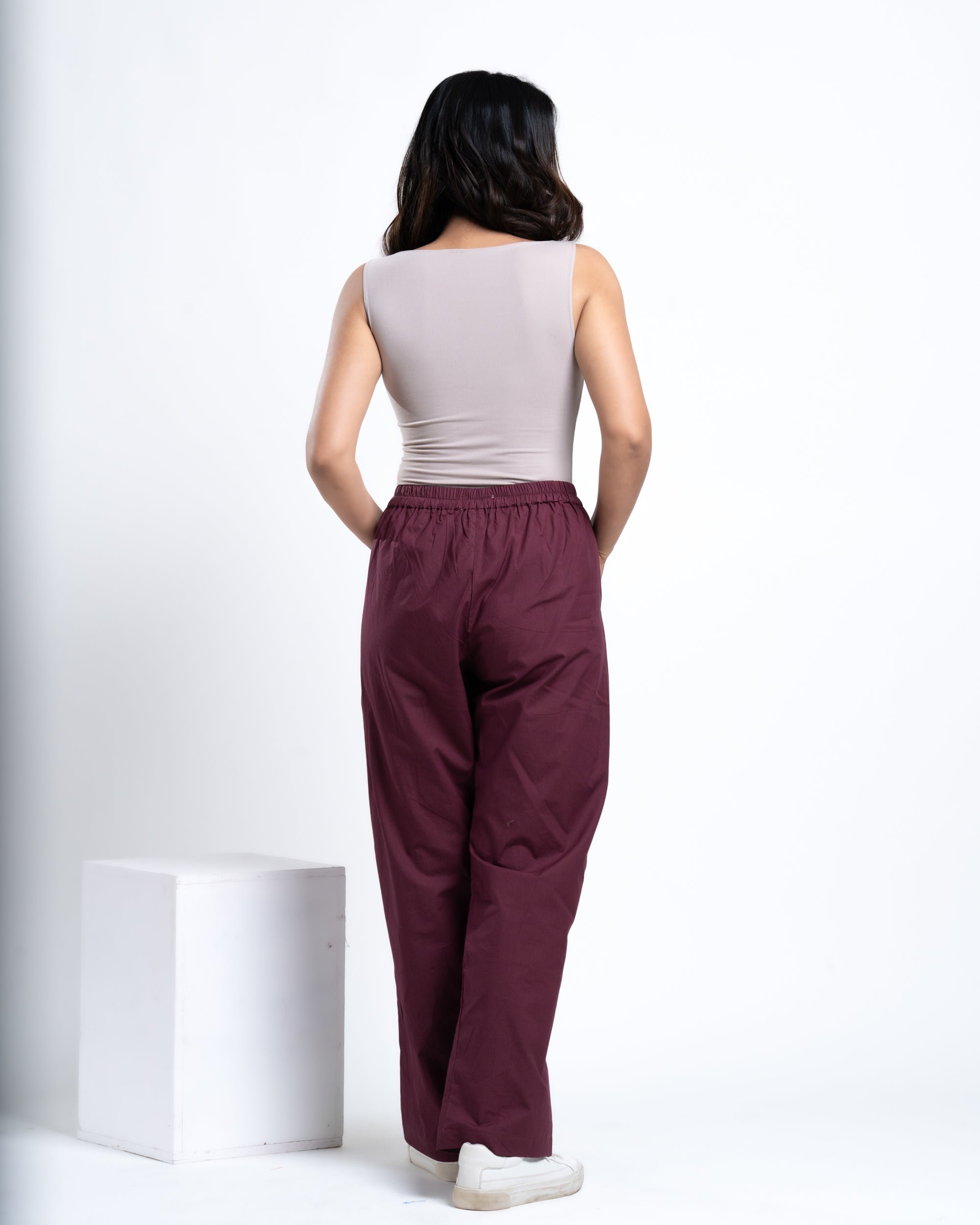 High Rise Relaxed Fit Berry Wine