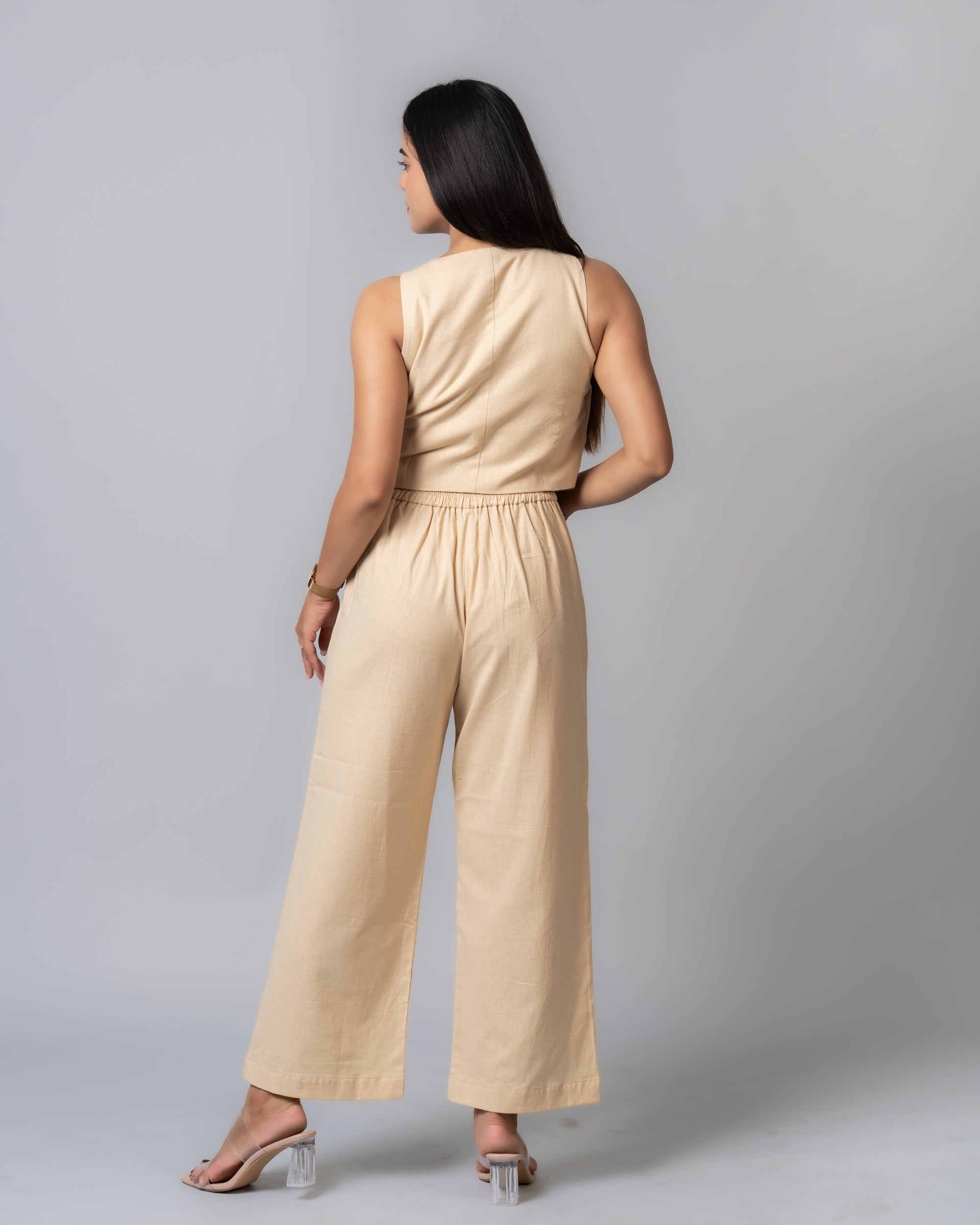 Sand Beige Wrap up Co-ord set