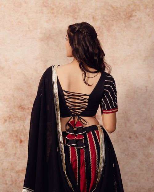 Black & Maroon Solids kali Lehenga