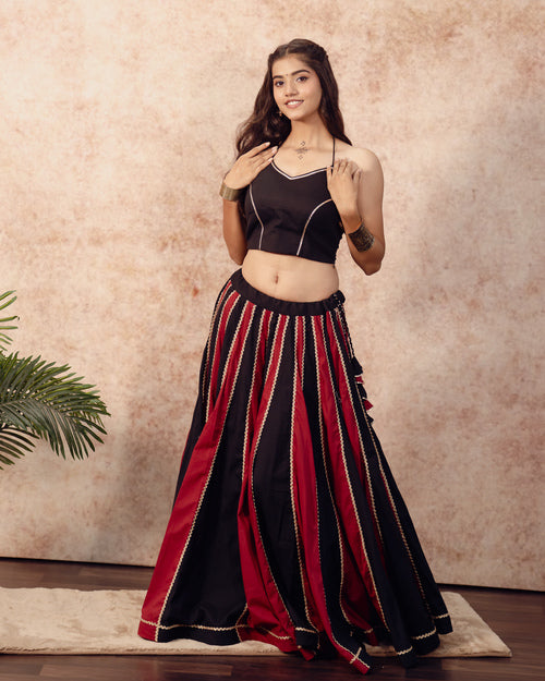 Black & Maroon Solids kali Lehenga