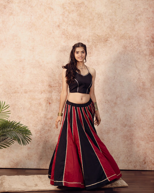 Black & Maroon Solids kali Lehenga