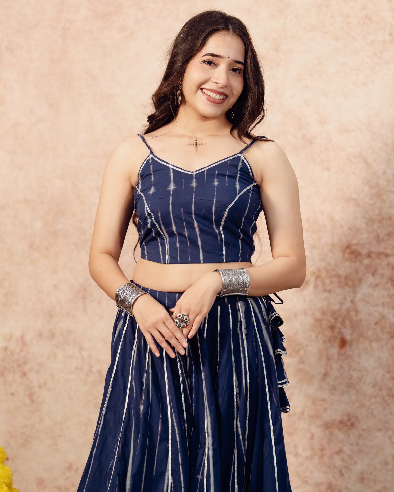 Shibori Indigo Kali Lehenga Set