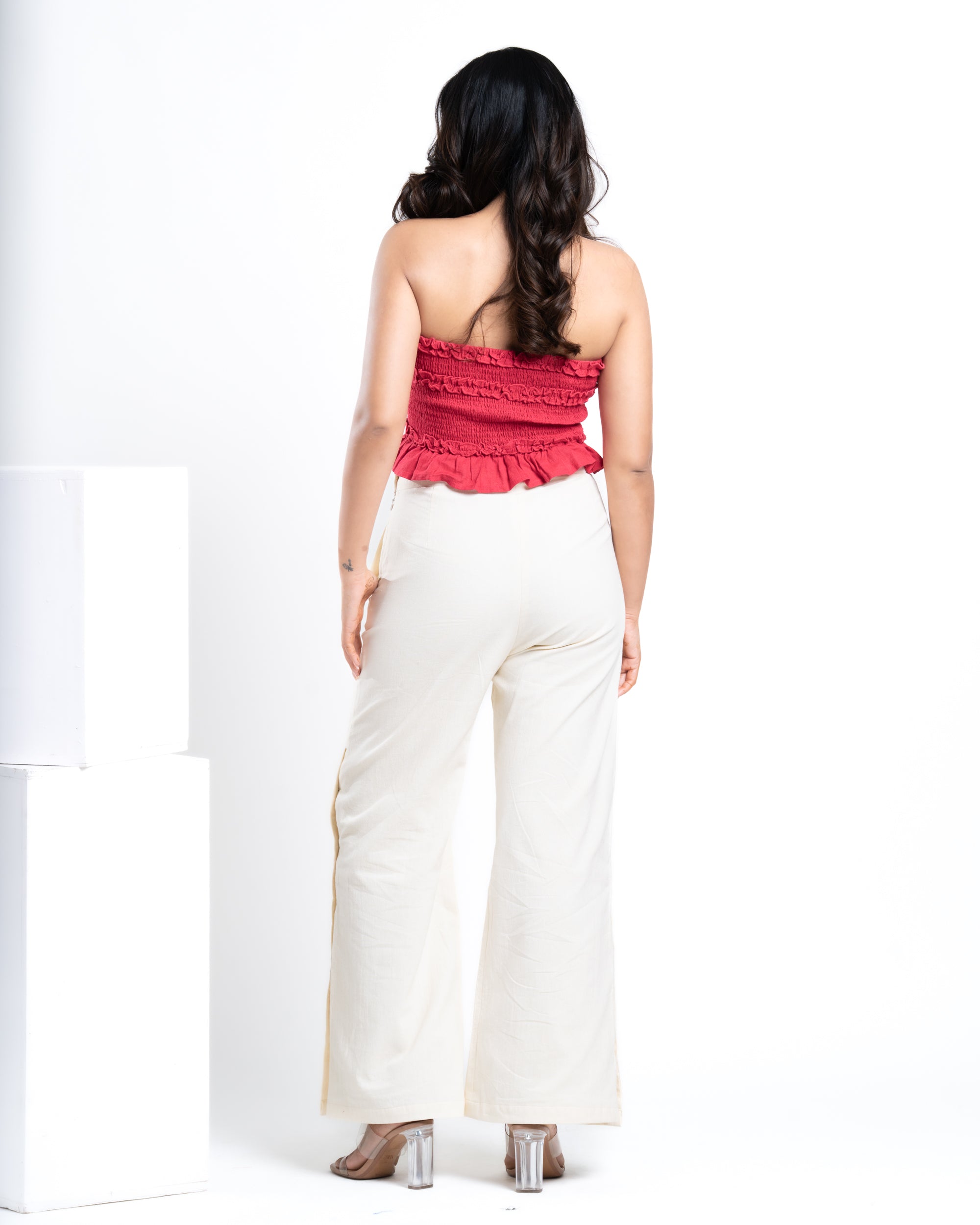 Shop Pearl White Wide Leg Slit Pant Today