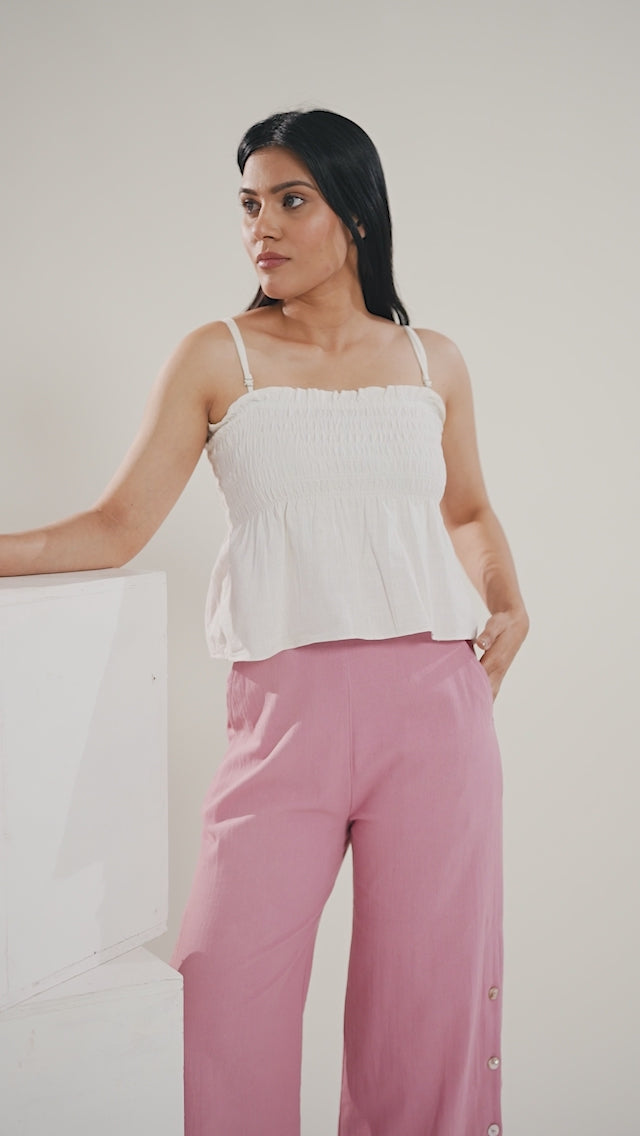Wide Leg Slit Pant Mauve Pink
