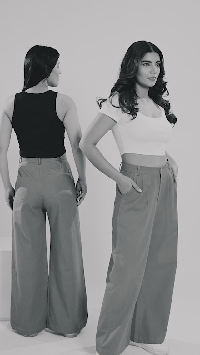Wide-Leg Pleated Pants Pacific Blue