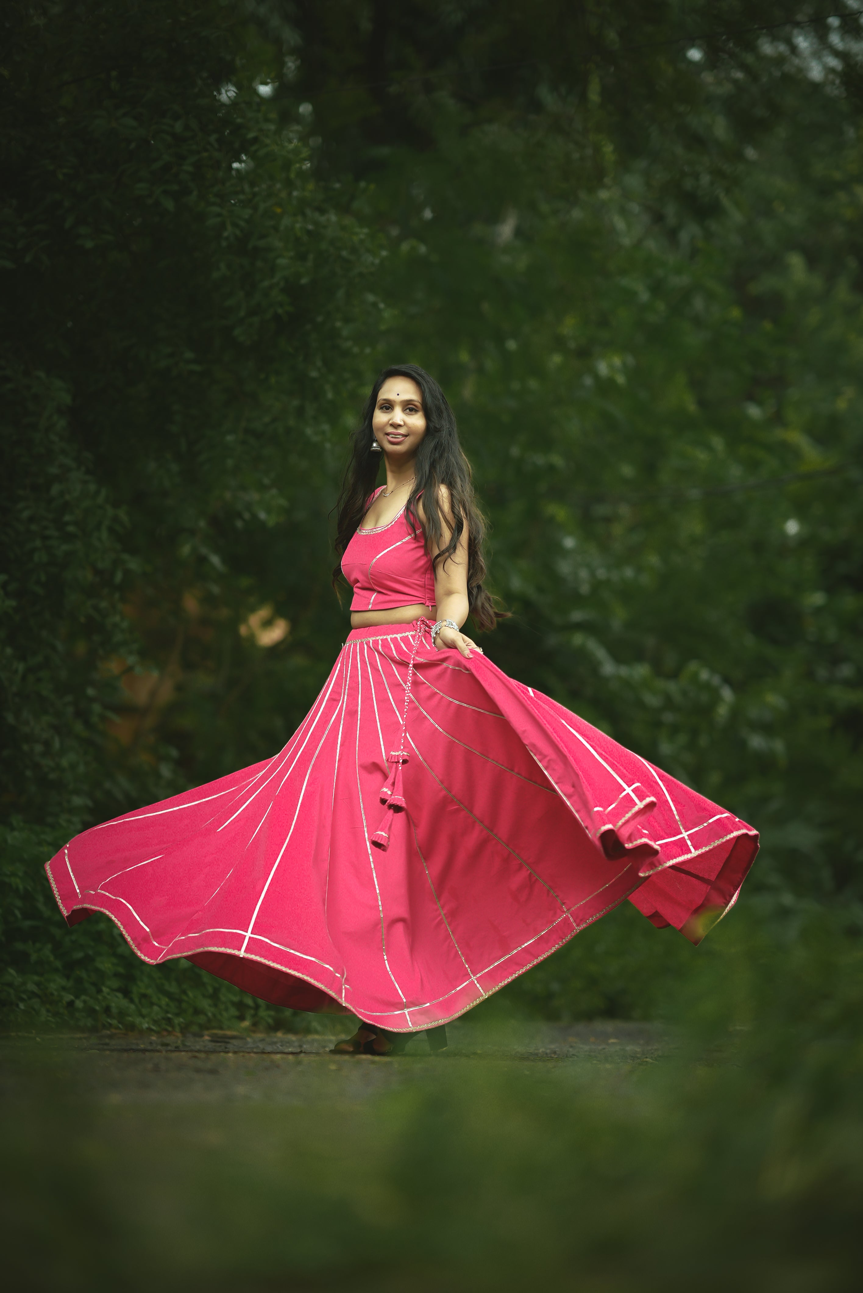 Rani Solid Khadi Kali Lehenga Set