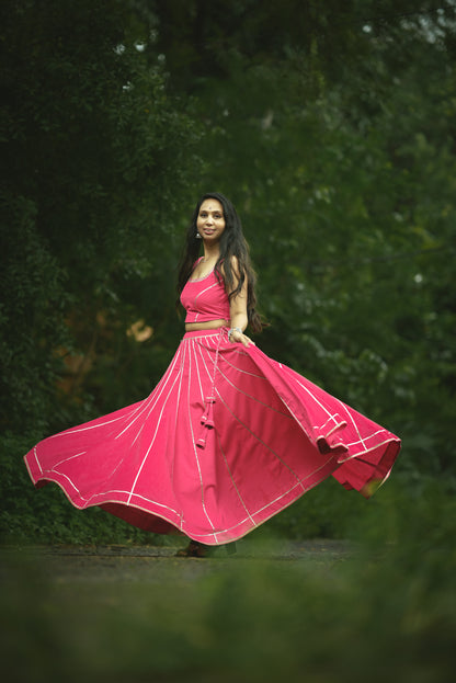 Rani Solid Khadi Kali Lehenga Set