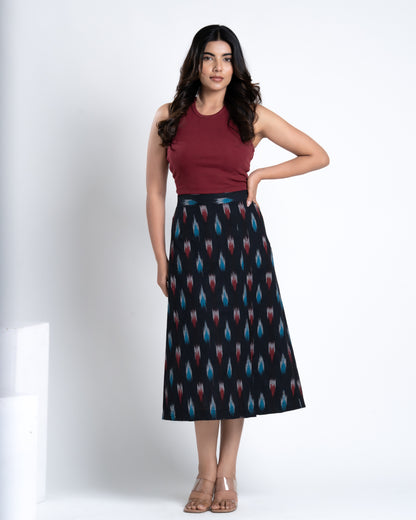 Shop Now: Midi Slit Skirt with Ikat Weave in Black
