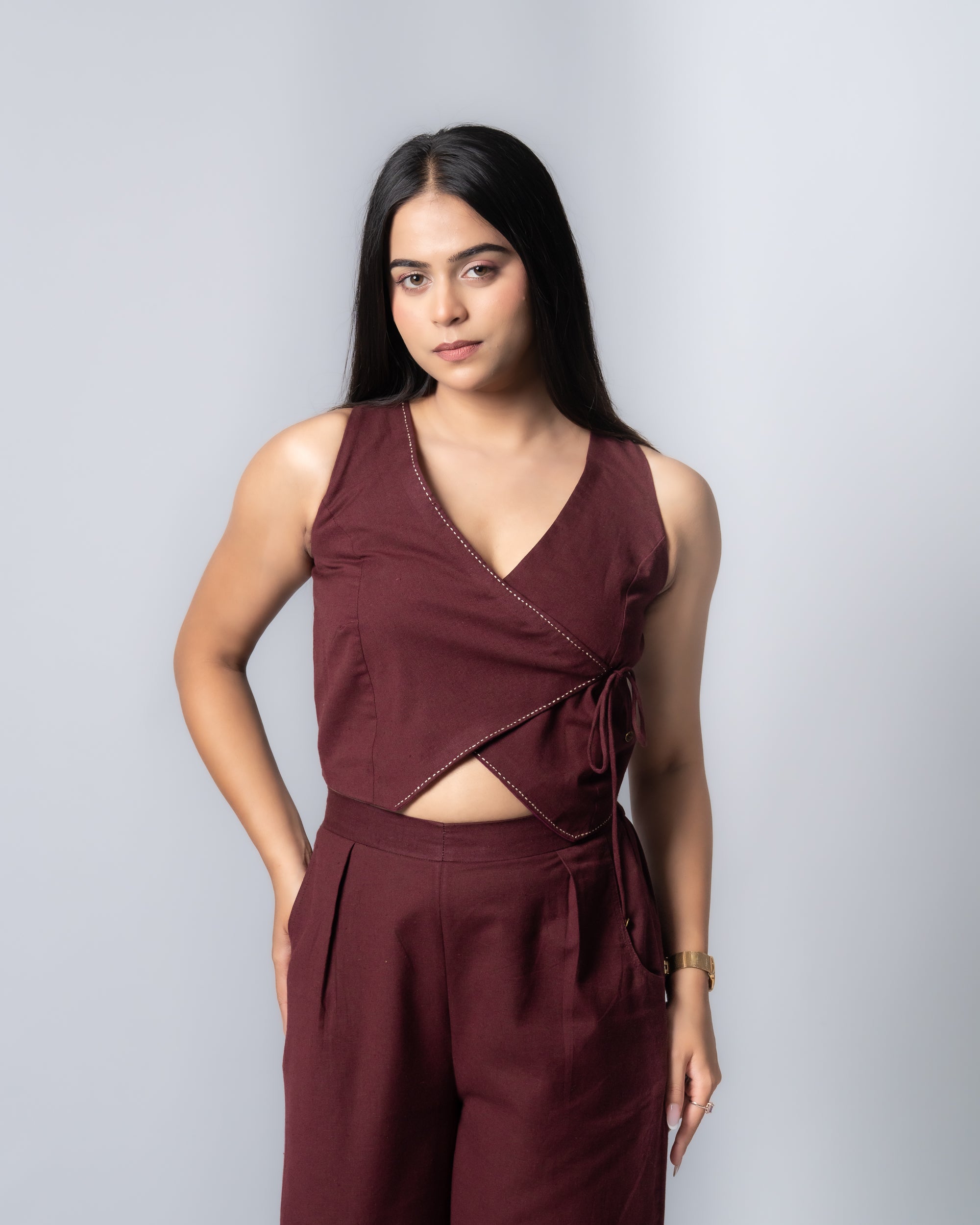 Classic Wine Wrap up Co-ord set
