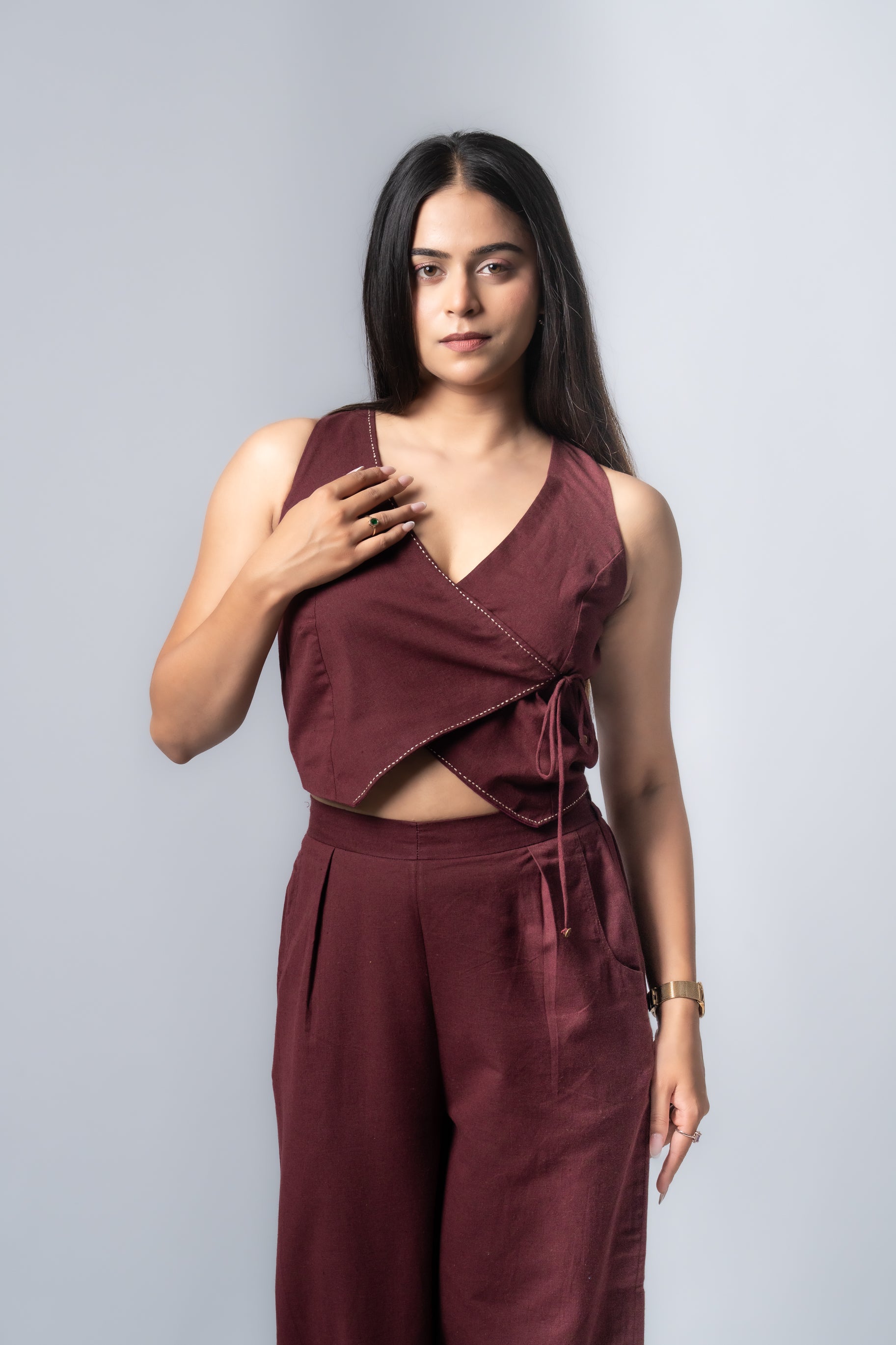 Classic Wine Wrap up Co-ord set