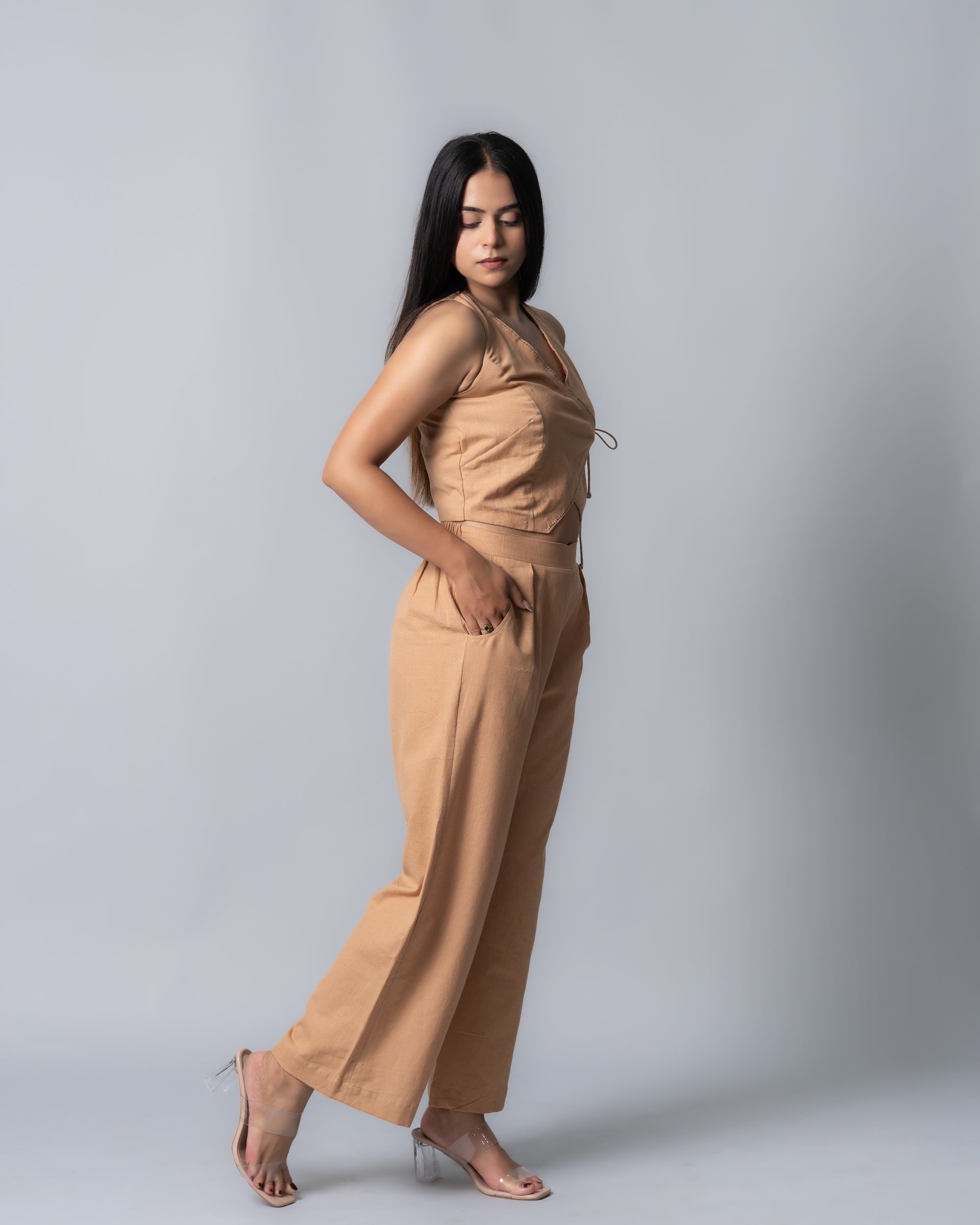 Caramel brown Wrap up Co-ord set