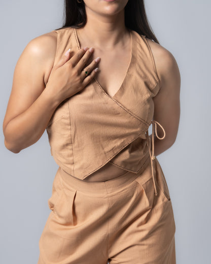 Caramel brown Wrap up Co-ord set