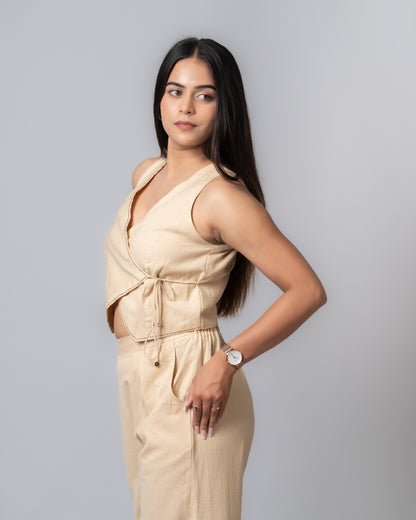 Sand Beige Wrap up Co-ord set