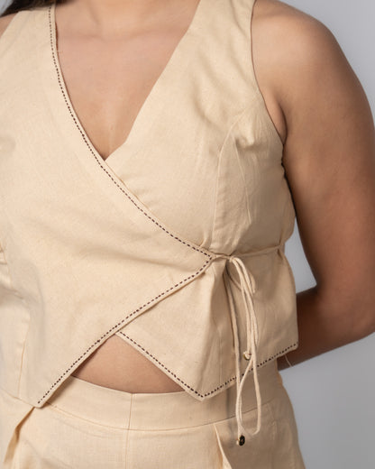 Sand Beige Wrap up Co-ord set