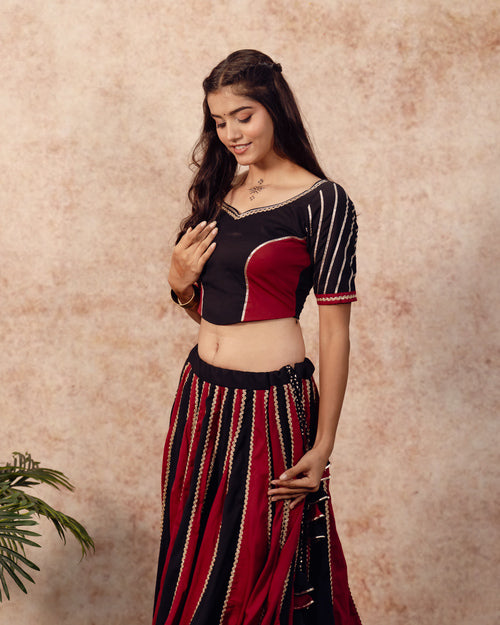 Black & Maroon Solids kali Lehenga