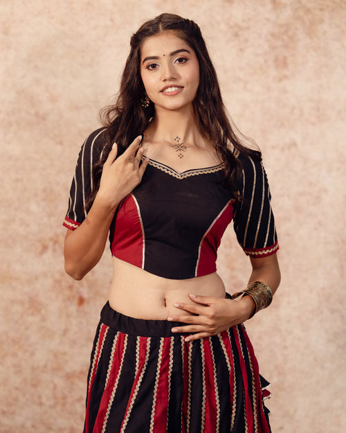 Black & Maroon Solids kali Lehenga