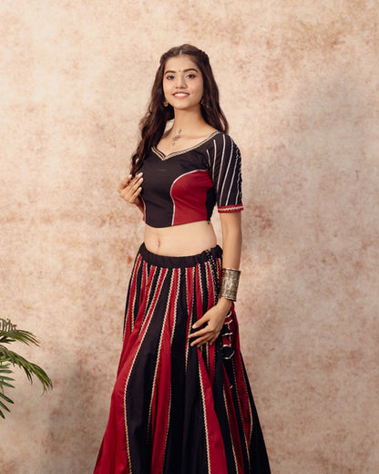 Black & Maroon Solids kali Lehenga