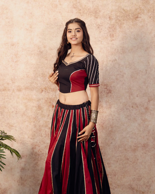 Black & Maroon Solids kali Lehenga