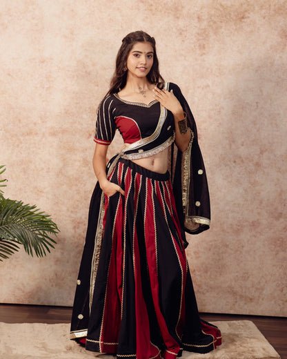 Black & Maroon Solids kali Lehenga