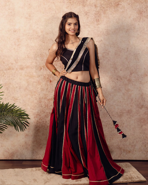 Black & Maroon Solids kali Lehenga