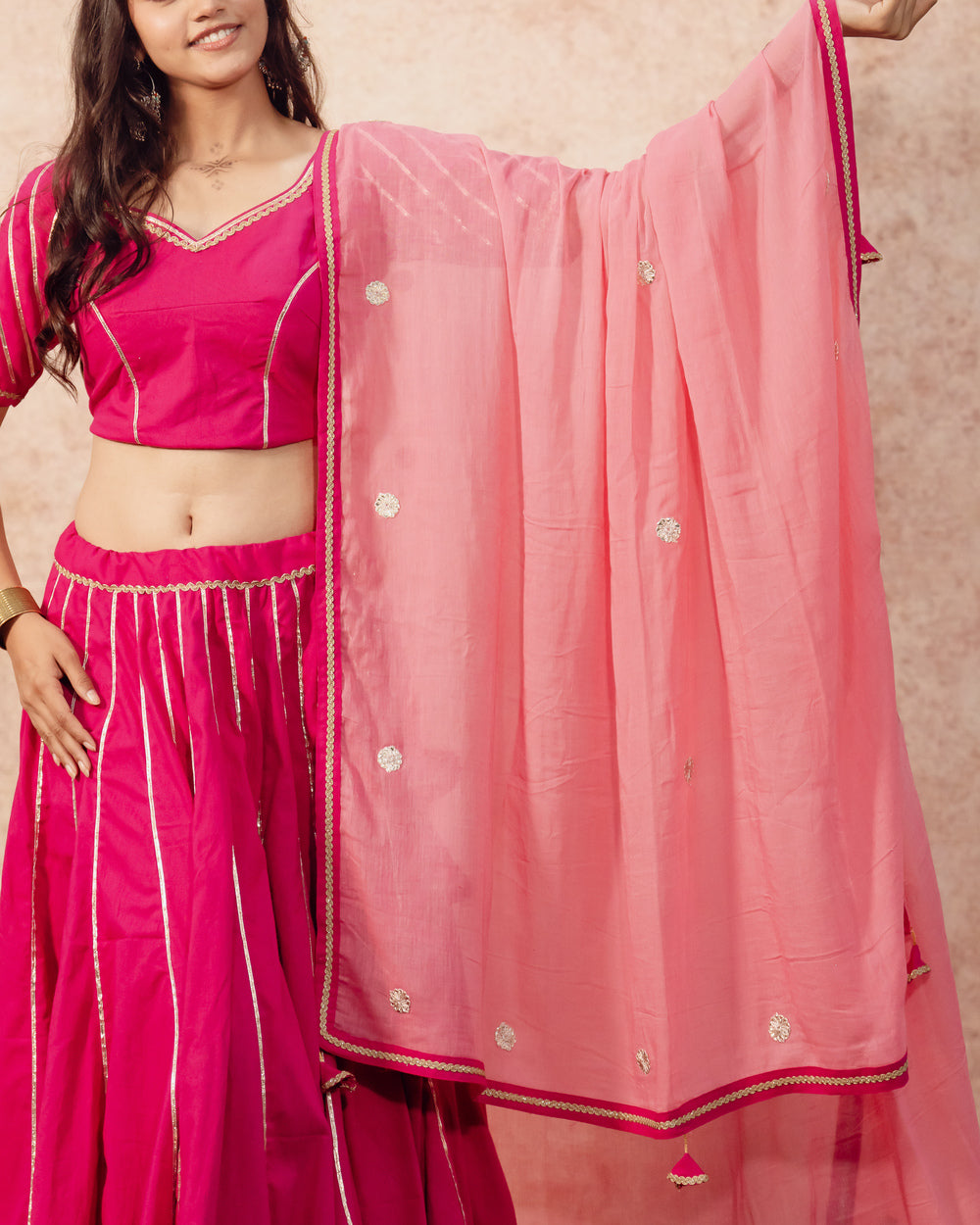 Rani Solid Khadi Kali Lehenga Set