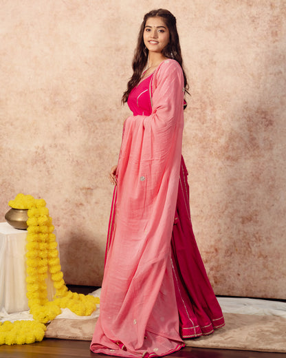 Rani Solid Khadi Kali Lehenga Set