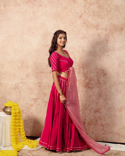 Rani Solid Khadi Kali Lehenga Set