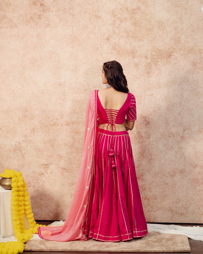 Rani Solid Khadi Kali Lehenga Set