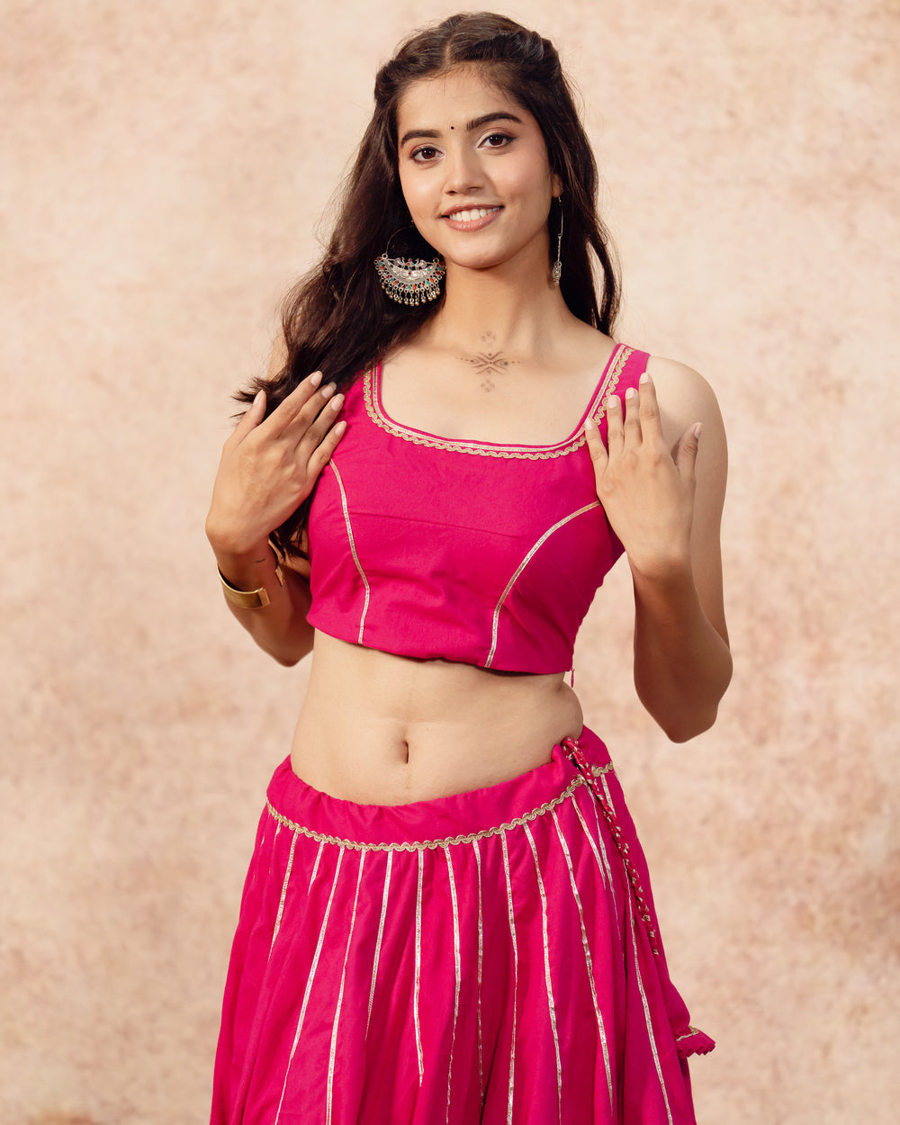Rani Solid Khadi Kali Lehenga Set