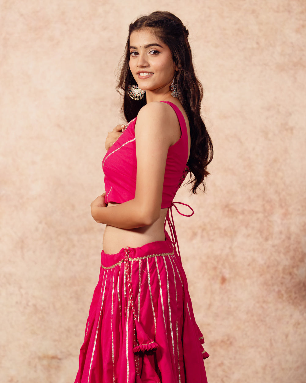 Rani Solid Khadi Kali Lehenga Set