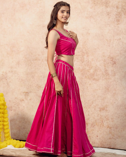 Rani Solid Khadi Kali Lehenga Set