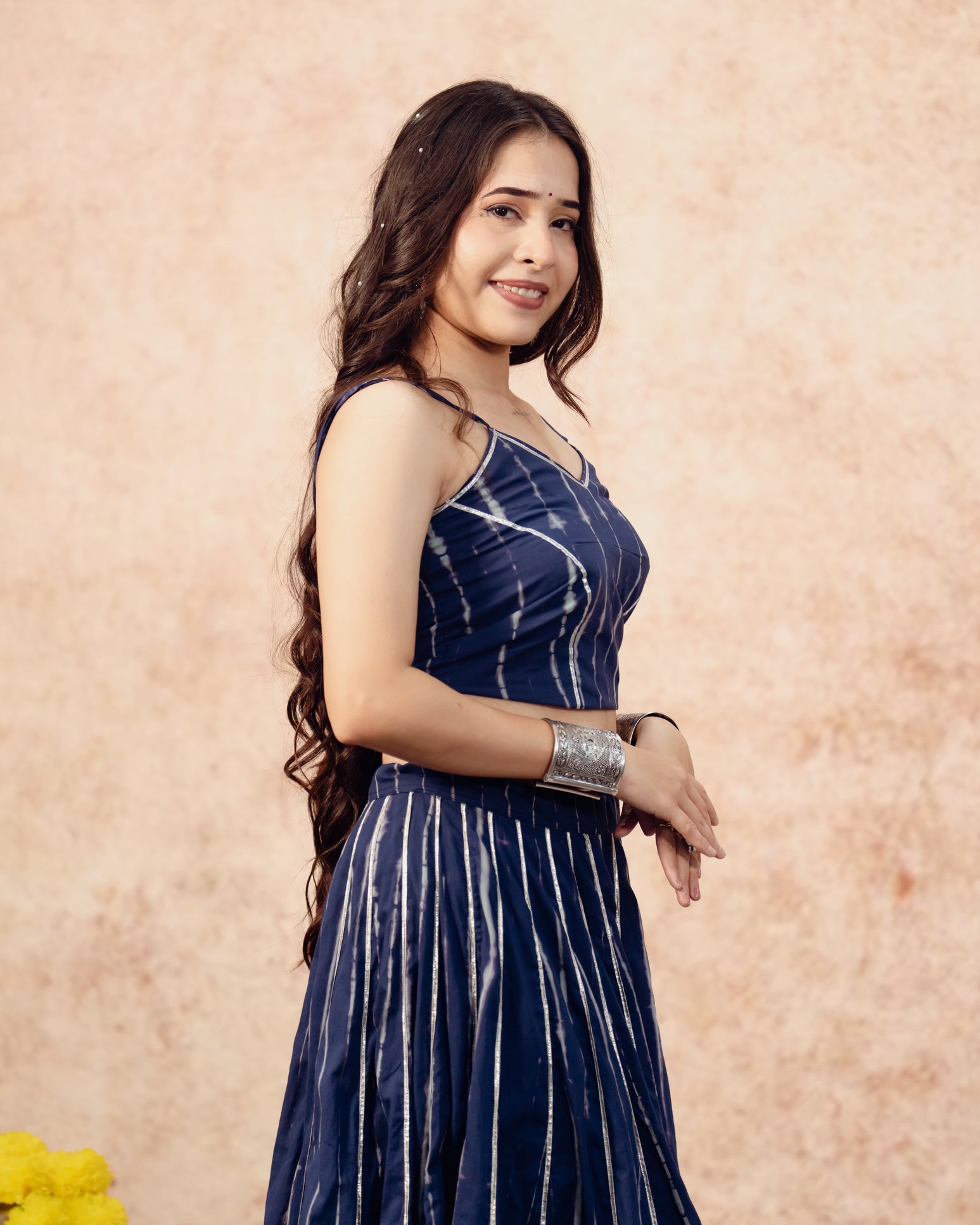 Shibori Indigo Kali Lehenga Set