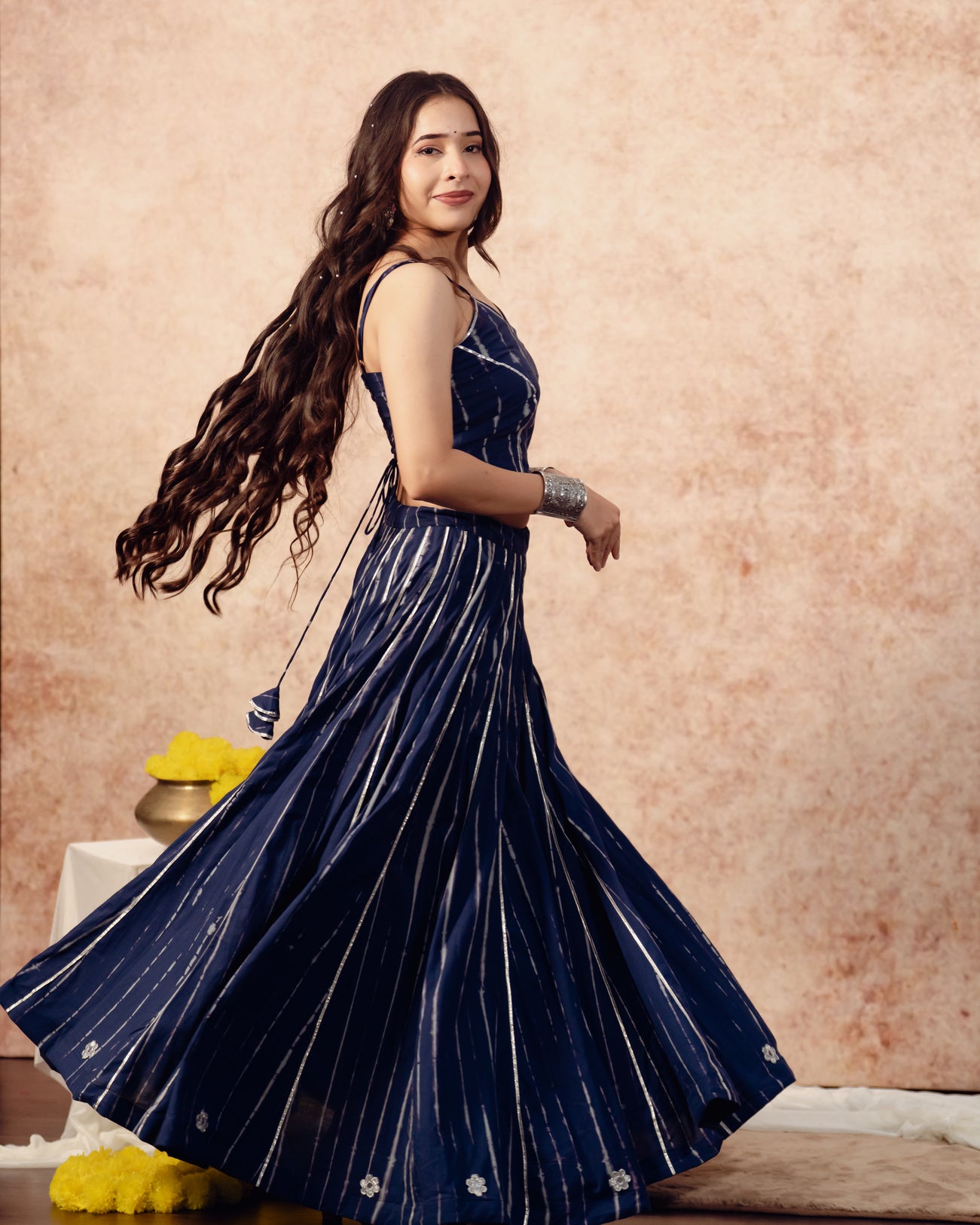 Shibori Indigo Kali Lehenga Set