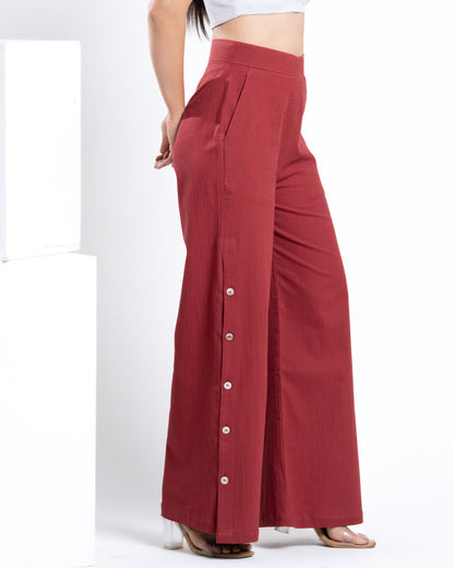 Shop Comfortable Brick Red Wide Leg Slit Pant